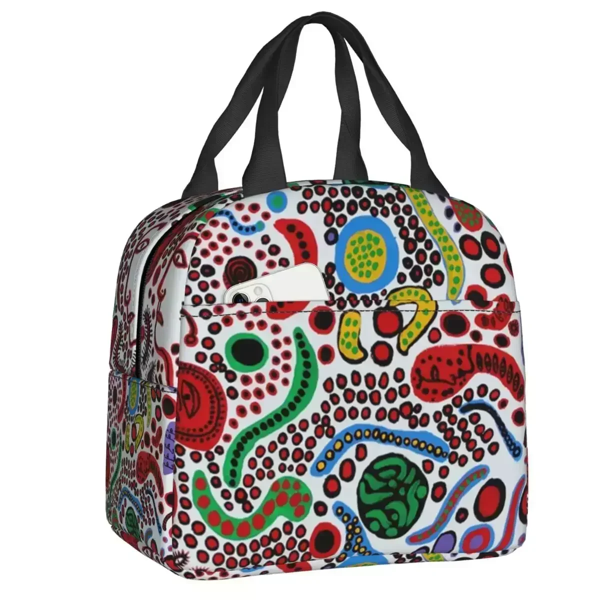 

2024 New Custom Yayoi Kusama Abstract Face Lunch Bag Men Women Cooler Thermal Insulated Lunch Box For Adult Office Lunchbag