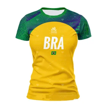 HOT SELL WOMEN Brazil VNL Volleyball Jersey UNISEX Adult Tops Men's Round Neck Short Sleeved Lightweight Sports Jersey T-Shirt 1