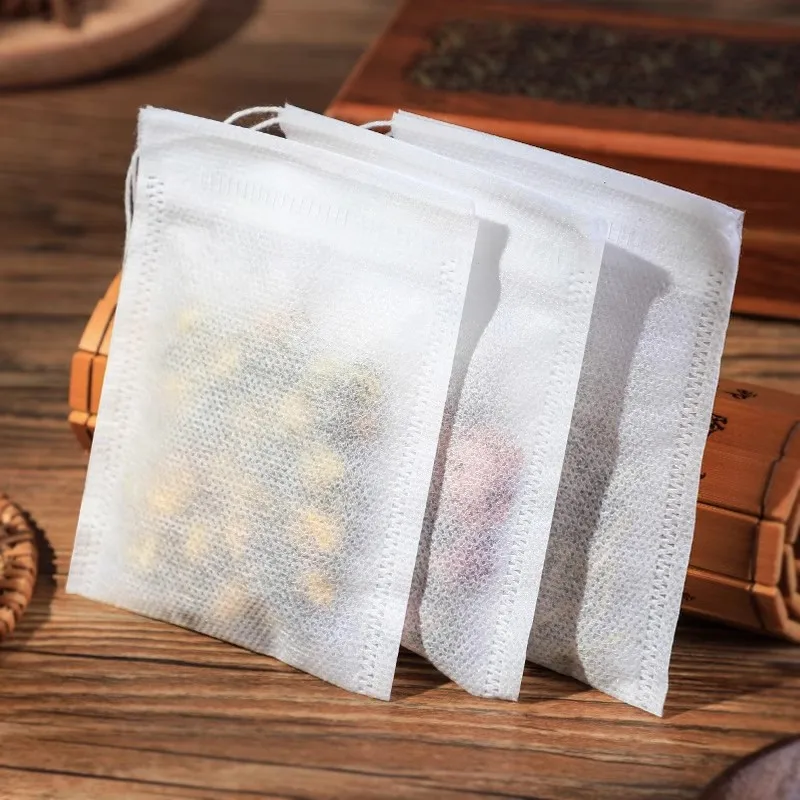 Disposable Tea Bags Filter Paper Non-woven Sealing Teabags with Drawstring Kitchen Teaware Coffee Loose Tea Spice Bag 50/500PCS