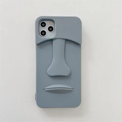 3D Retro Moai Statue Soft Silicone Phone Case Cover - iPhone 6 6 s 7 8 SE2 (STDX)