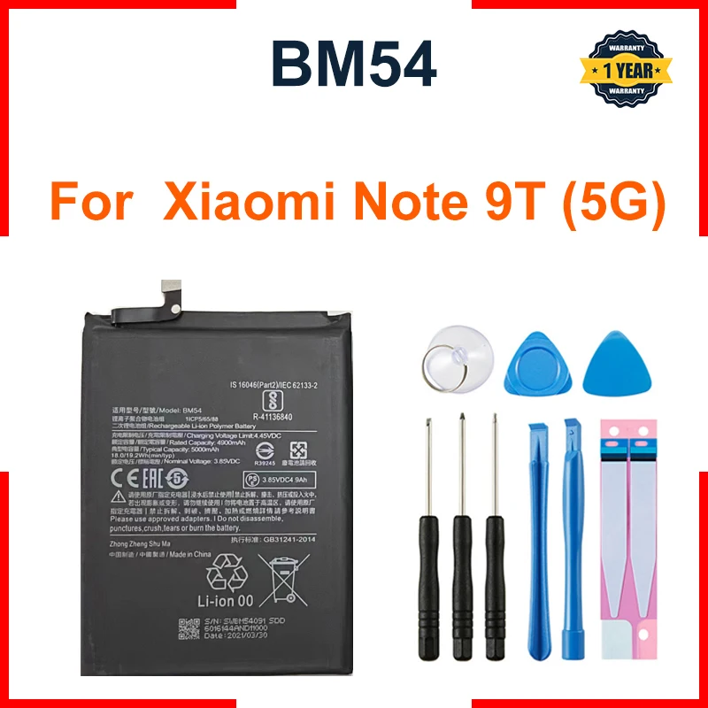 

Xiao Mi BM54 5000mAh Phone Battery For Xiaomi Redmi Note 9T Note9T 5G Replacement Batteries Bateria