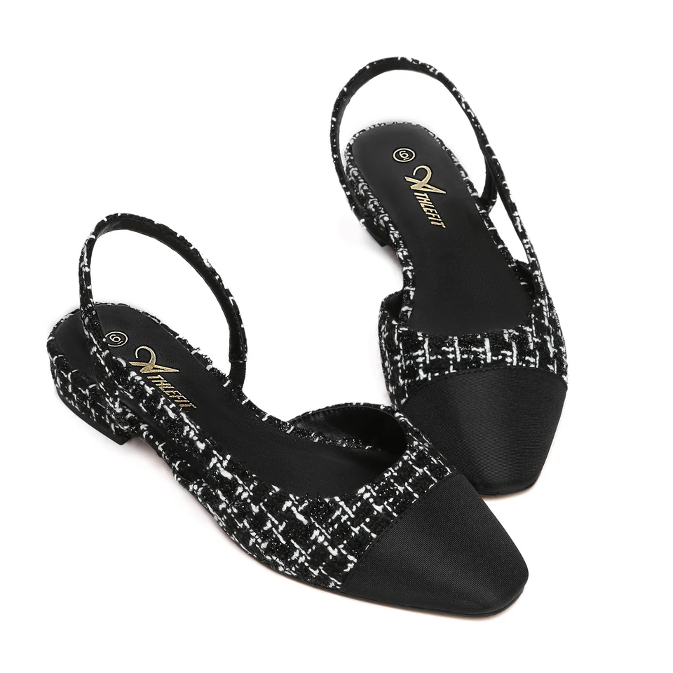 Slingback Flats Square Pointed Toe Two Toned Pumps