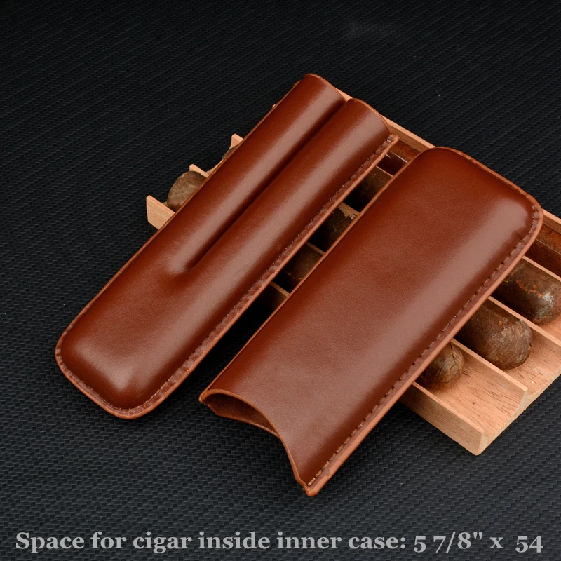 Cigar Case Man-made Leather 2 Tube Cigar Holder Mini Humidor Travel Box Portable Accessory for Cohiba