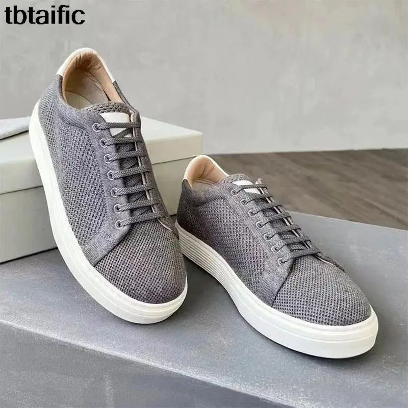 

Knitted breathable thick-soled casual shoes new flat shoes round-toe comfortable walking shoes men outdoor sports shoes for men