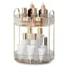 360° Rotating Makeup Organizer, 2 Tiers, High Capacity Cosmetic & Skincare Storage for Vanity, Dresser, Bathroom (Clear White) 5