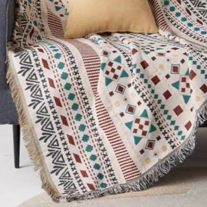 Nordic Portable Nordic Sofa Cover, Simple Towel, Jacquard Thread Blanket, Travel Blanket, Bed, Living Room, Picnic Blanket, 1Pc