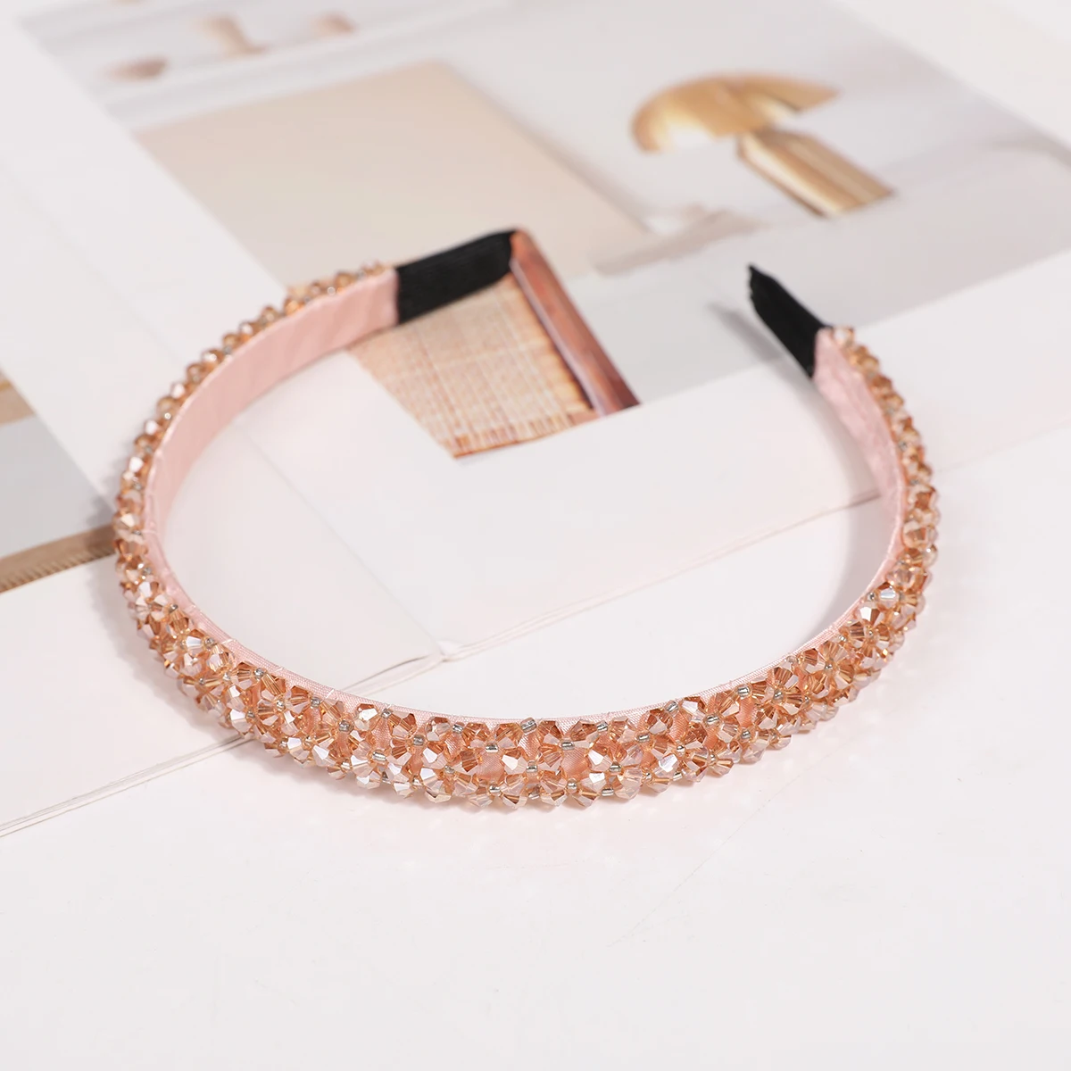 1 Stück luxuriöse, vollständig mit Diamanten besetzte doppellagige Haarnadel – raffiniertes und schlichtes Kristall-Stirnband – elegantes und vielseitiges, rutschfestes Haarband – Detail 5