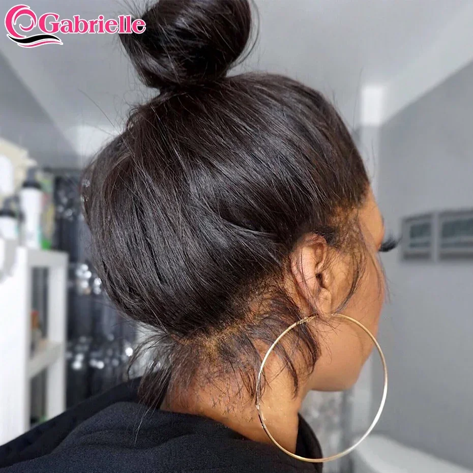 Lace Front Human Hair Wigs 360 13x6 Lace Frontal Wig Human Hair Pre Plucked Brazilian Straight 30 Inch 4x4 Closure Wig Gabrielle