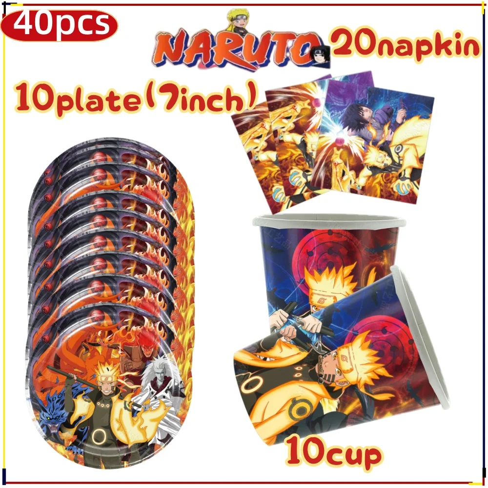Ultimate Naruto Birthday Party Supplies Set - Ninja Tableware Kit with Paper Cups, Plates, and Tablecloth, Perfect