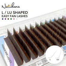 

NATUHANA L/LU(M) Curl Auto Fans Colored Lashes Brown Purple Pink Green Blue Color Eyelash Extension L-Shaped Mink Eyelashes