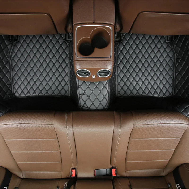 맞춤형 자동차 바닥 매트, 아우디 A6 C7 2012 2013 2014 2015 2016 2017 다이아몬드 쿠션 가죽 발 패드, 고급 카펫 자동차 액세서리