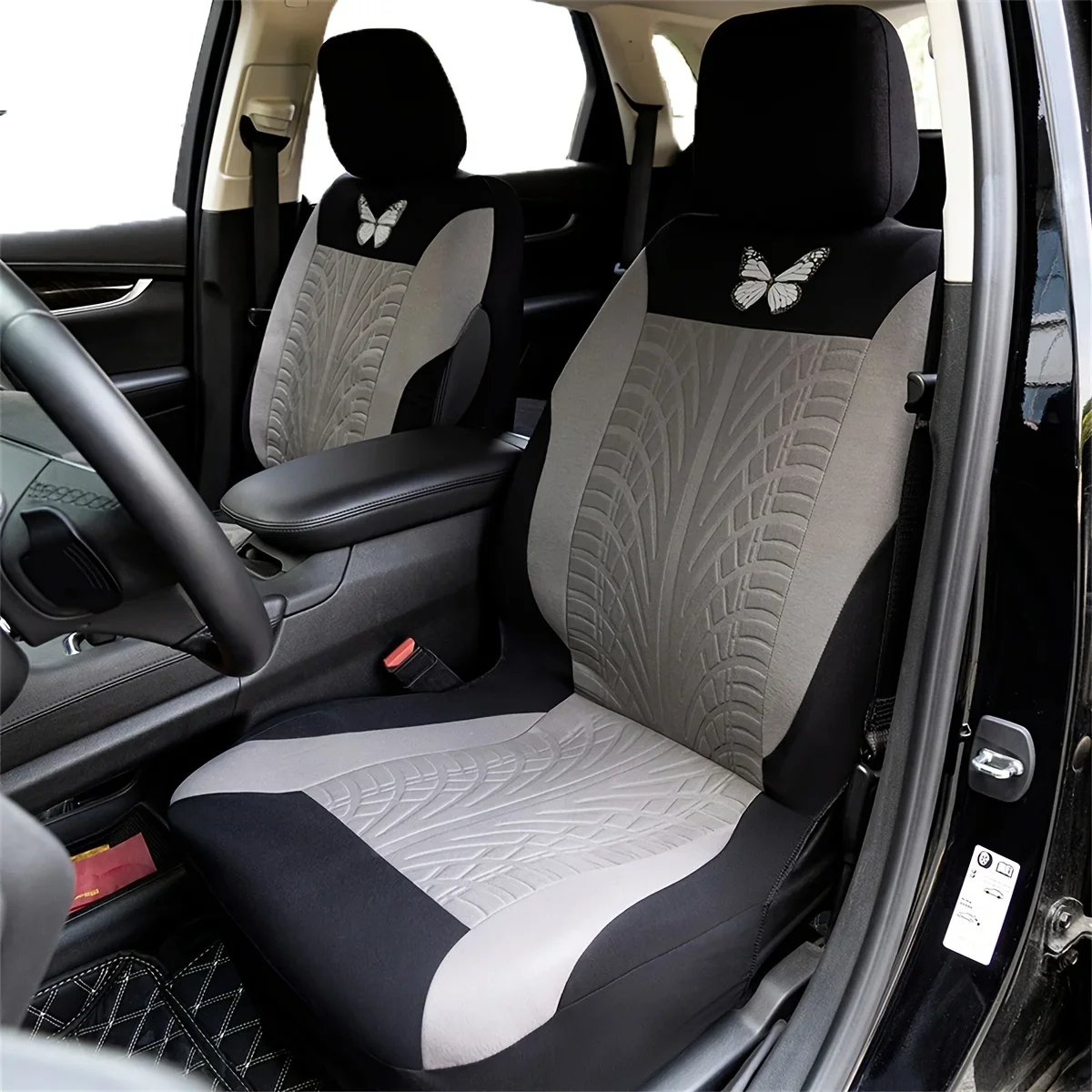 Car Seat Cover Full Set, Universal Butterfly Pattern Embroidery Auto Seat Cover Set