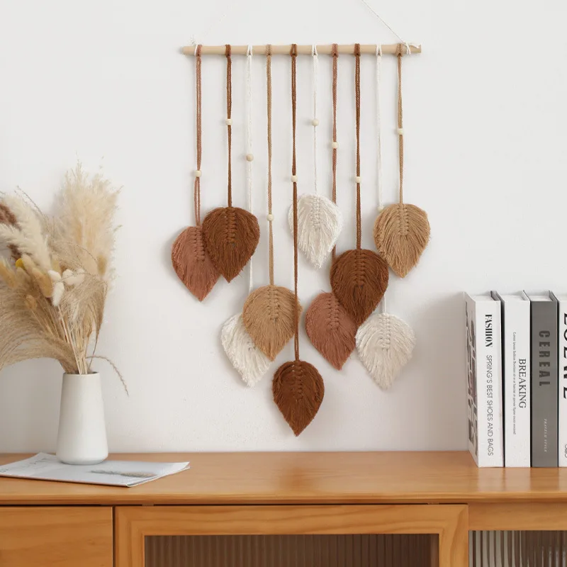 Modern Boho Macrame Leaf Wall Hanging - Woven Aesthetic Home Decor