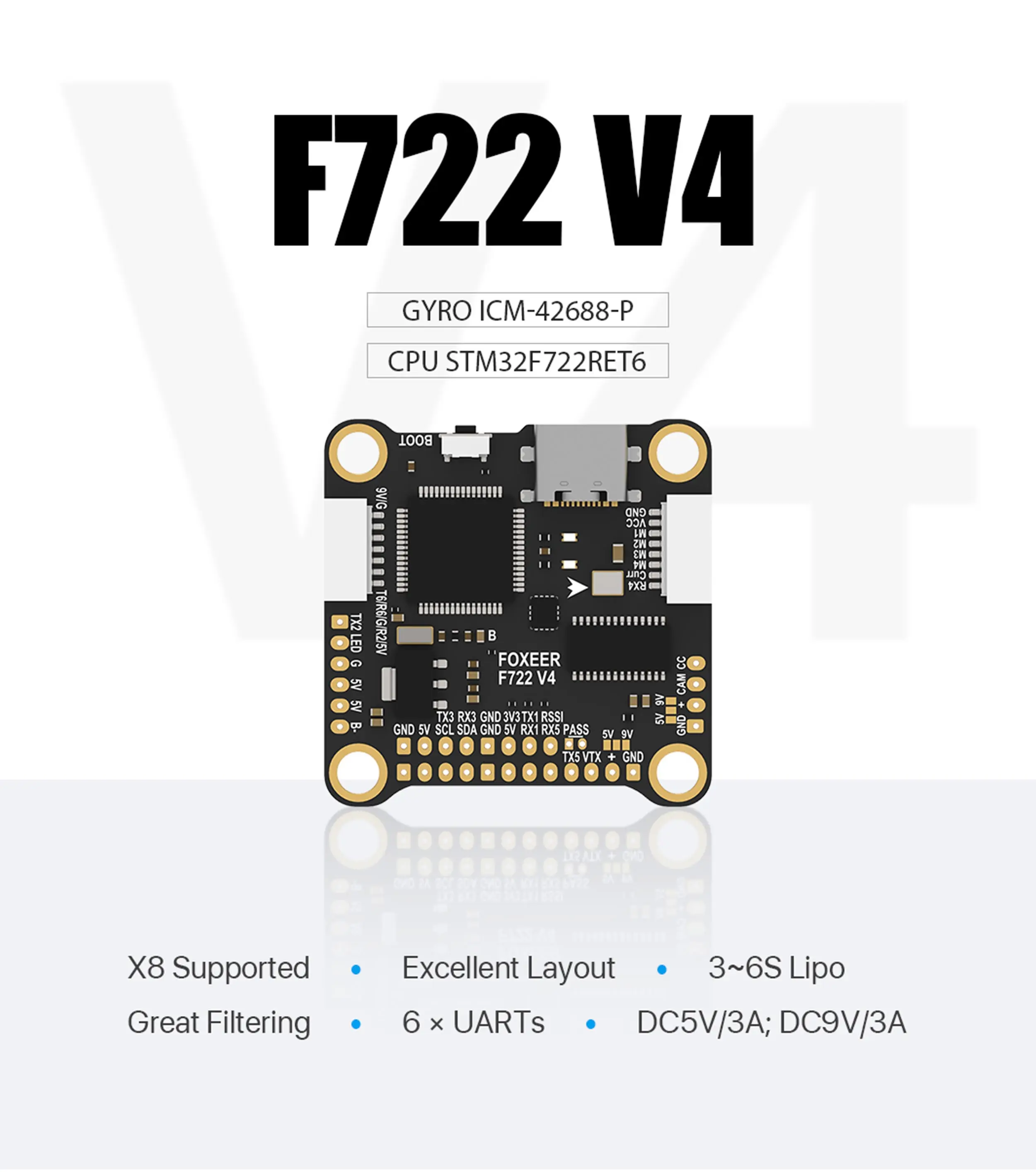 Description Picture 2 of itemFoxeer F722 V4 Flight Controller X8 DJI Type-C