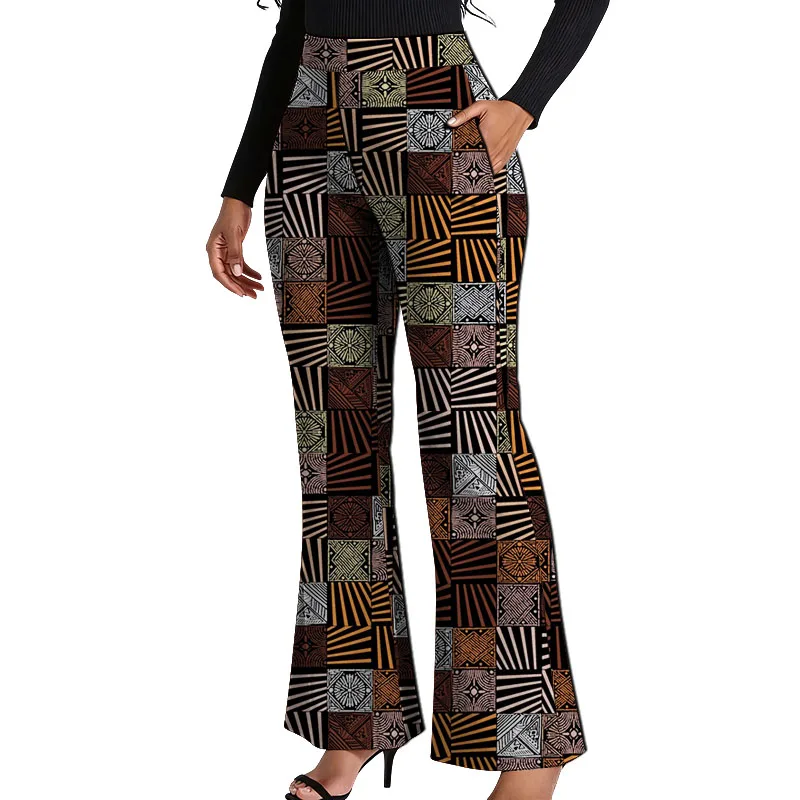 Women's Ankara Outfit Original Design Flared Pants Female African Couture Dashiki Print Bottoms Party Wear Tailored