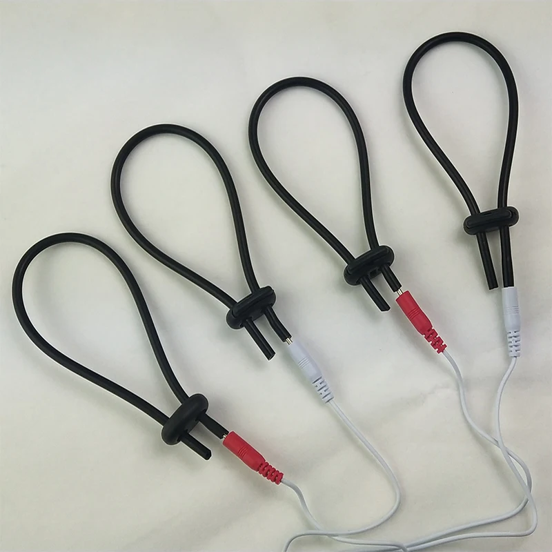 E-Stim Monopolar Conductive Loops Cock Rings Electrosex Penis Ring Rubber Tube TENS Unit Electrodes Medical Sex Toys For Men