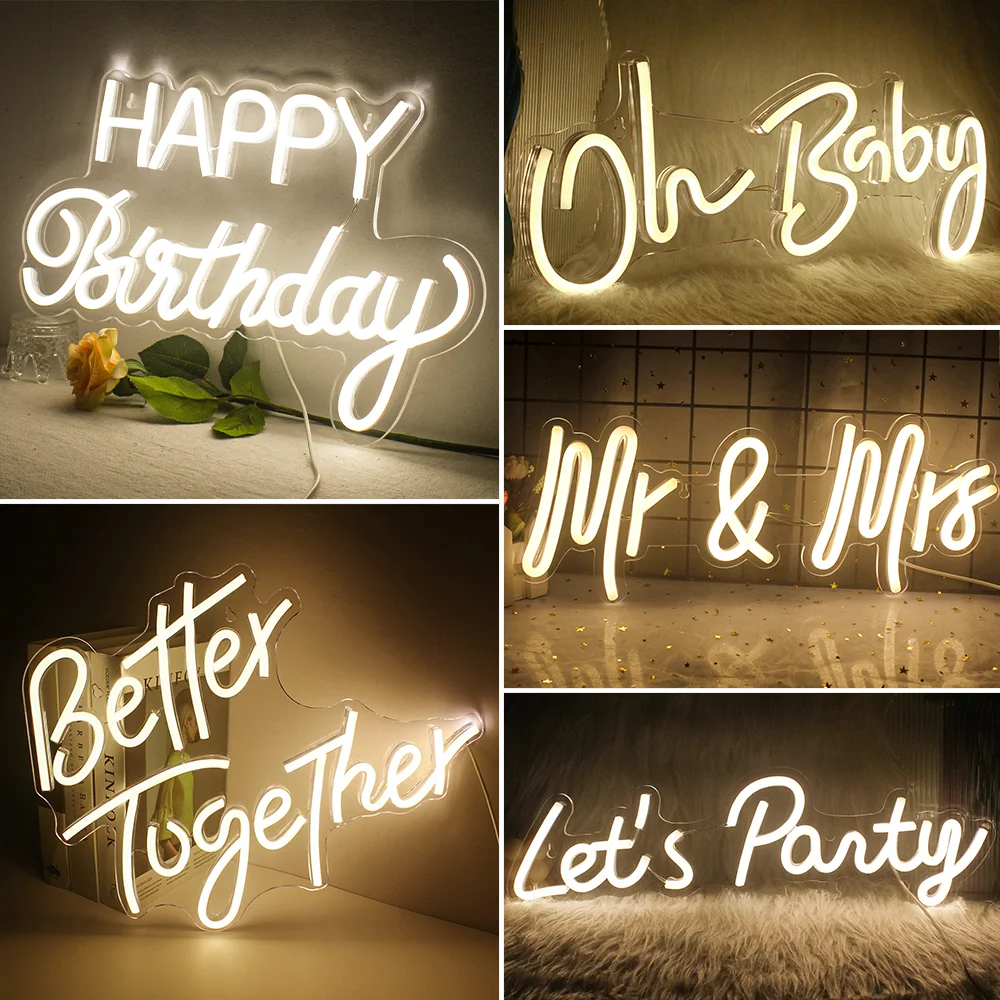 FAXFSIGN The Best Is Yet to Come Neon Sign White Letter Led Neon Lights for Wall Decor Usb Word Light Up Signs for Bedroom Home Bar Wedding Birthday Party Kids Room Teens