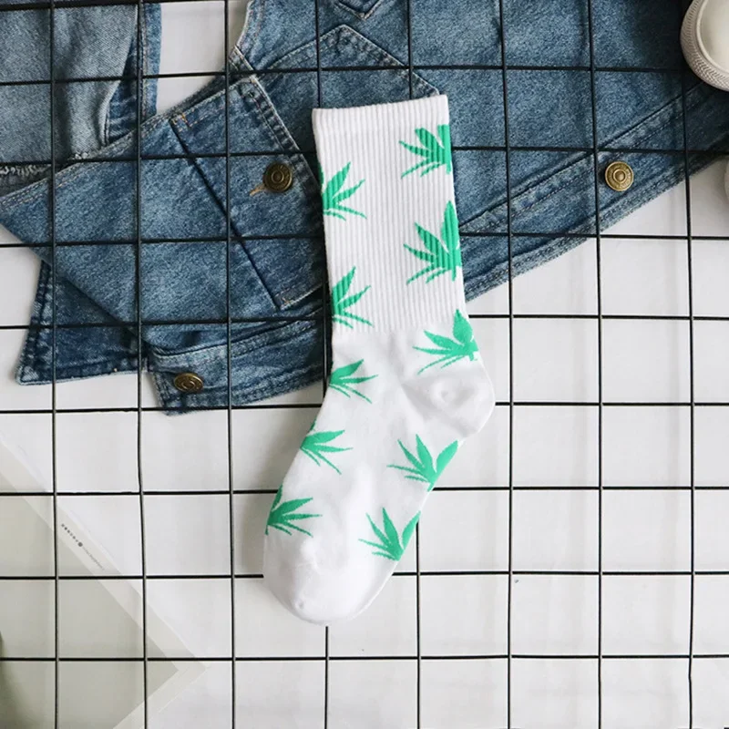 Man Fashion Cotton Socks Leaf Maple Leaves Casual Long Paragraph Hemp Weed Boat Socks Spring and Autumn cotton socks plain color boat socks boat socks casual socks