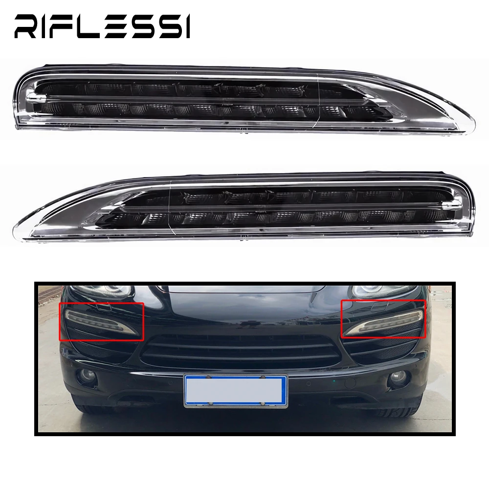 

Front LED DRL Day Light Turn Signal For Porsche Cayenne 2011 Daytime Running Lights 95863118100 95863118200