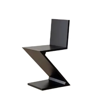 Medium-old Dining Chair Light Luxury Solid Wood Backrest Z-shaped Chair Minimalist Home Designer High-end Special-shaped Leisure