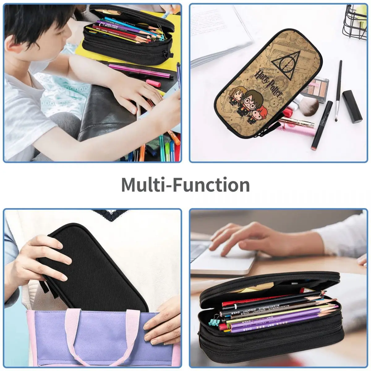 Harrys Potters Magic School Pencil Cases Pen Holder Bags for Student Big Capacity Students School Zipper Pencilcases 5