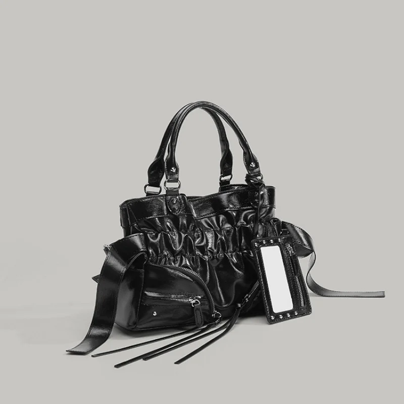 Retro Edgy Aesthetic Womens Crossbody Bag Gothic Studded Handbag Multifunctional Day to Night Shoulder Purse