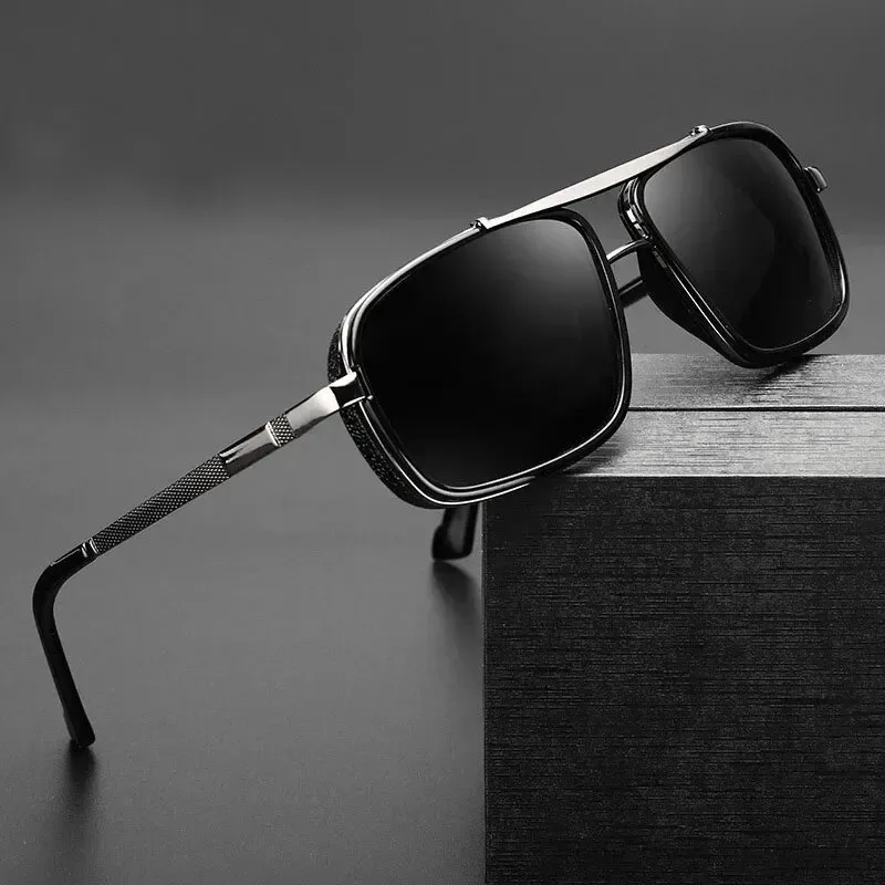 Polarized Punk Sunglasses Men Vintage Fashion Steampunk Square Driving Googles Summer Travelling UV400