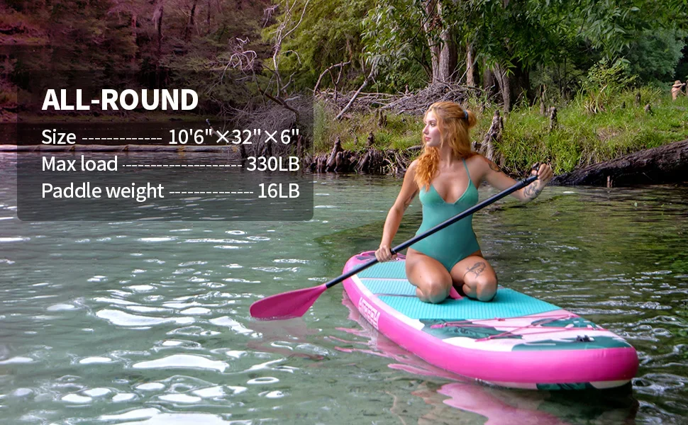 Inflatable Stand Up Paddle Board 10'6"x32"x6" Extra Wide SUP 330LB Max Load Lightweight Stable for All Skill Levels - Image 7