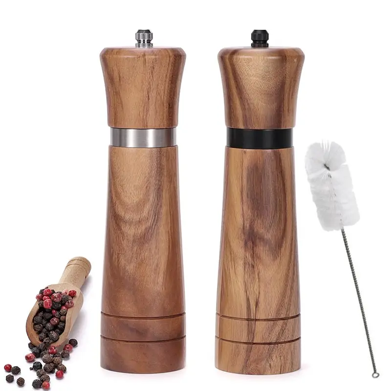Description Picture 4 of itemSteel Ring Pepper Grinder,Manual Acacia Wood Pepper Mill,Multi Use Seasoning Bottle,Ceramic core,BBQ Tool Shaker Grinder Sets 