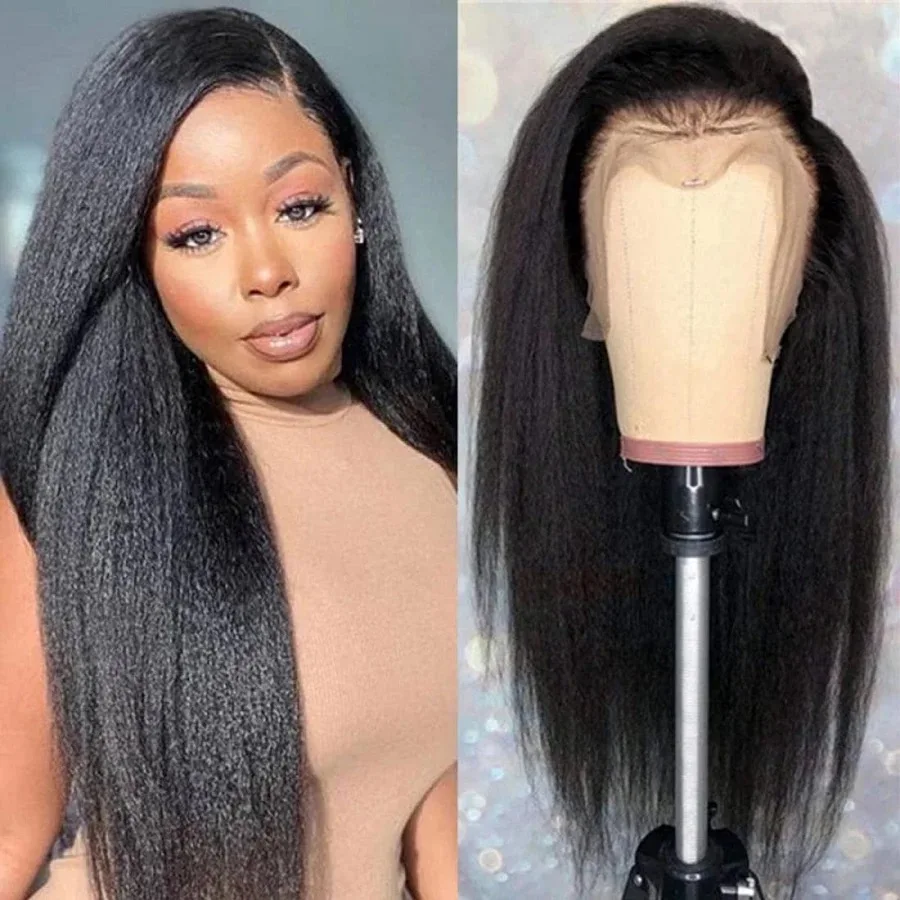 Kinky Straight 13x4 HD Lace Front Human Hair Wigs human hair wig human hair extensions lace front wig human hair wigs front lace wig for Woman Pre Plucked Yaki Straight 13x4 HD Lace Frontal Wigs