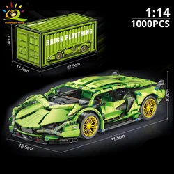 High - Performance Racing Car Building Kit with LED Bricks & Display Box - Dynamic City Construction Toy (NO.77 with box)