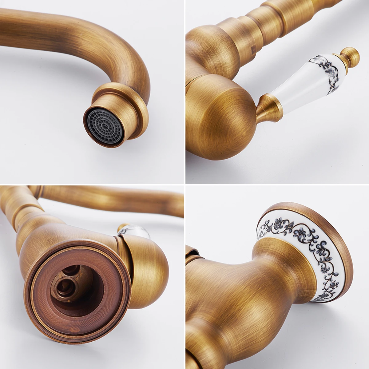 Kitchen Tap 360° Rotatable Vintage Bathroom Tap with Heat and cold control Single Ceramic Lever Faucet Home Bathroom Decoration