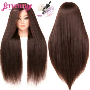 Synthetic Mannequin Head Dolls for Hairdressers 65 cm Black long hair Hairstyles Female Hairdressing Styling Training Head