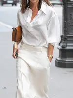 UOOZEE Office Lady Formal Solid Color H-line Skirts 2025 New Spring Summer High Waist Casual Elegant Long Skirt For Women - Image 5