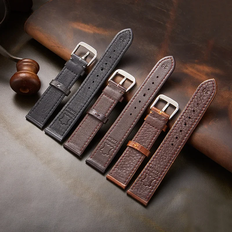 Vintage Style Oil Wax Leather Business Watch Strap - High Quality Watchband Accessory