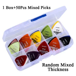 50-Piece Premium Guitar Pick Set - Assorted Thicknesses (1 Box and 50 mixed)