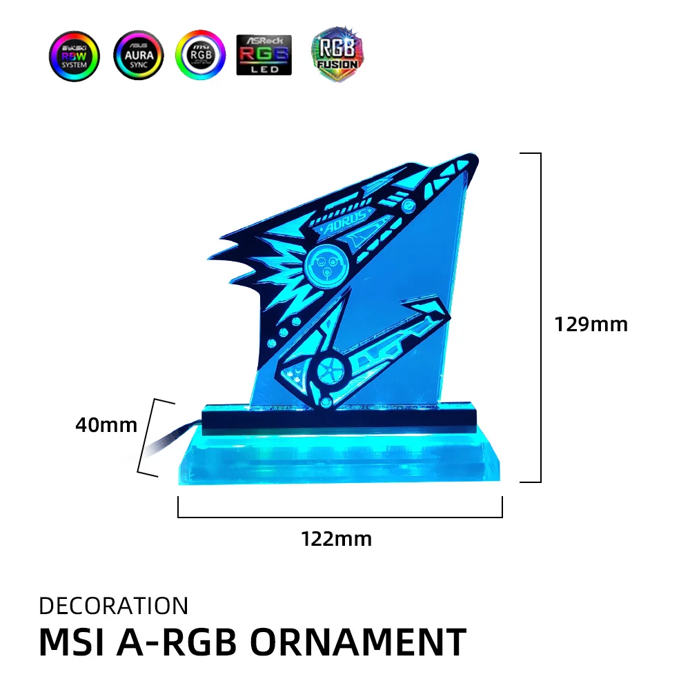 A-rgb Aorus Figura 5v3pin Gigabyte Águia Crença Chassi Decoração Aorus pc Led Iluminação Arco-íris Mod Acrílico Painel de Iluminação Ventiladores e resfriadores - Imagem 4