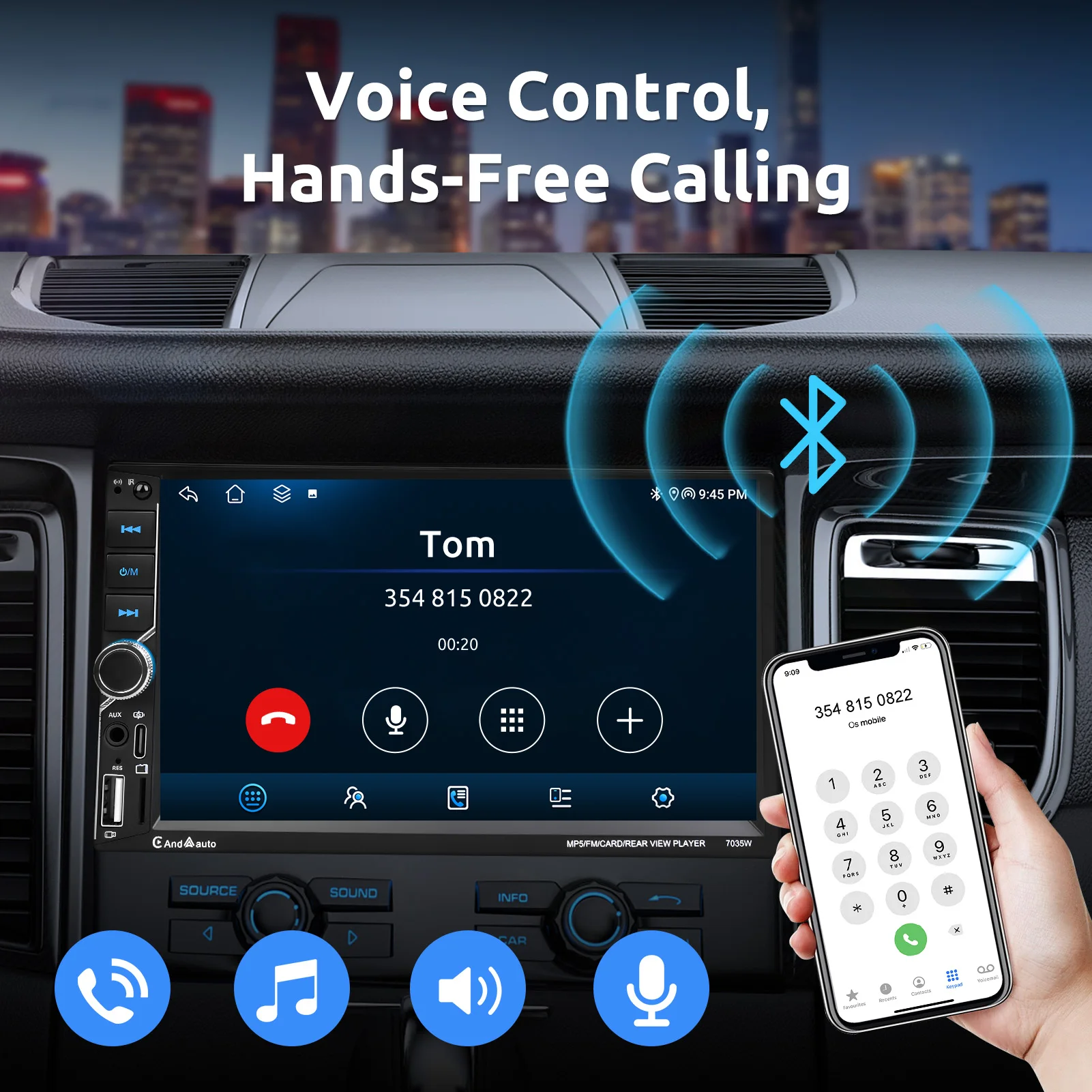 Radio para Auto ESSGOO Universal con Carplay, Reproductor Multimedia 2 Din, Android Auto, Pantalla Táctil de 7 Pulgadas, Navegación, Estéreo para Auto 4