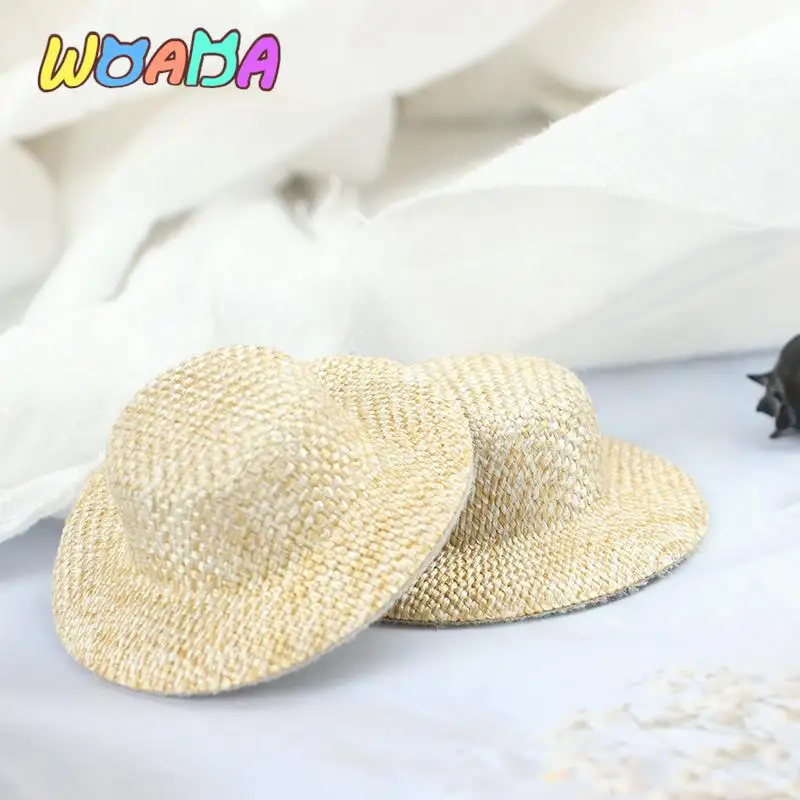 Hot 2Pcs 1/12 scale Dollhouse Miniature Straw Hat Mini Doll Hat Doll House Ornament Hand Weaved Dollhouse Accessories