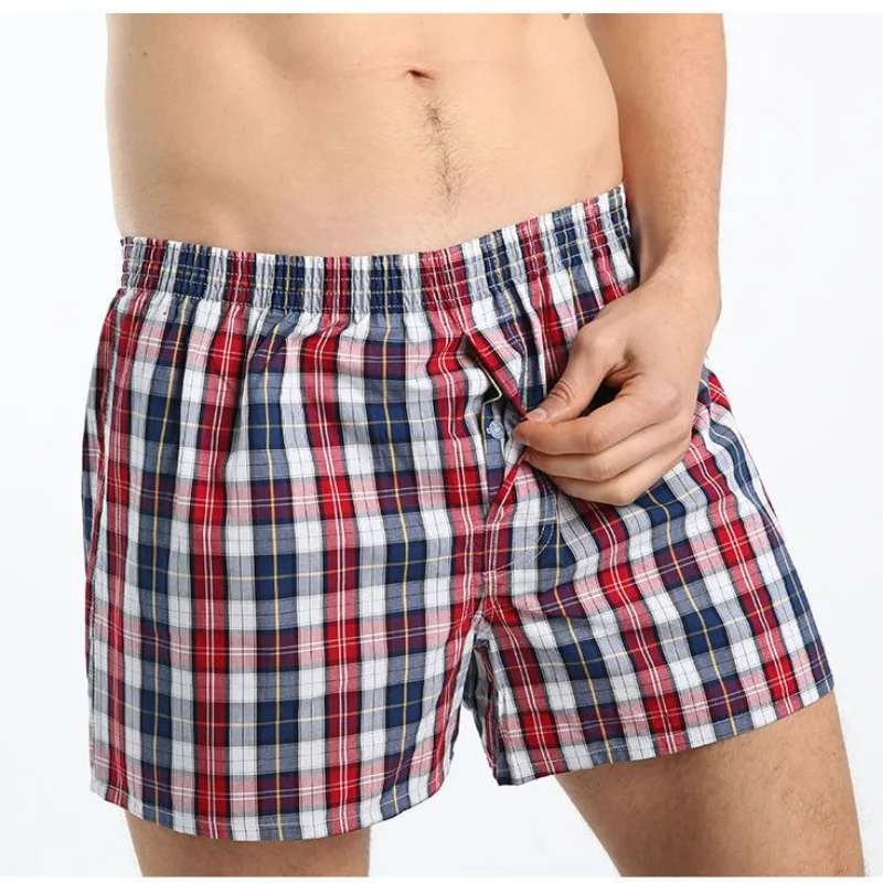6XL Men Underwear 5Pcs Boxers Shorts Men’s Panties Cotton Sleep Underpants Striped Arrow Shorts Plaid Loose Comfortable Homewear
