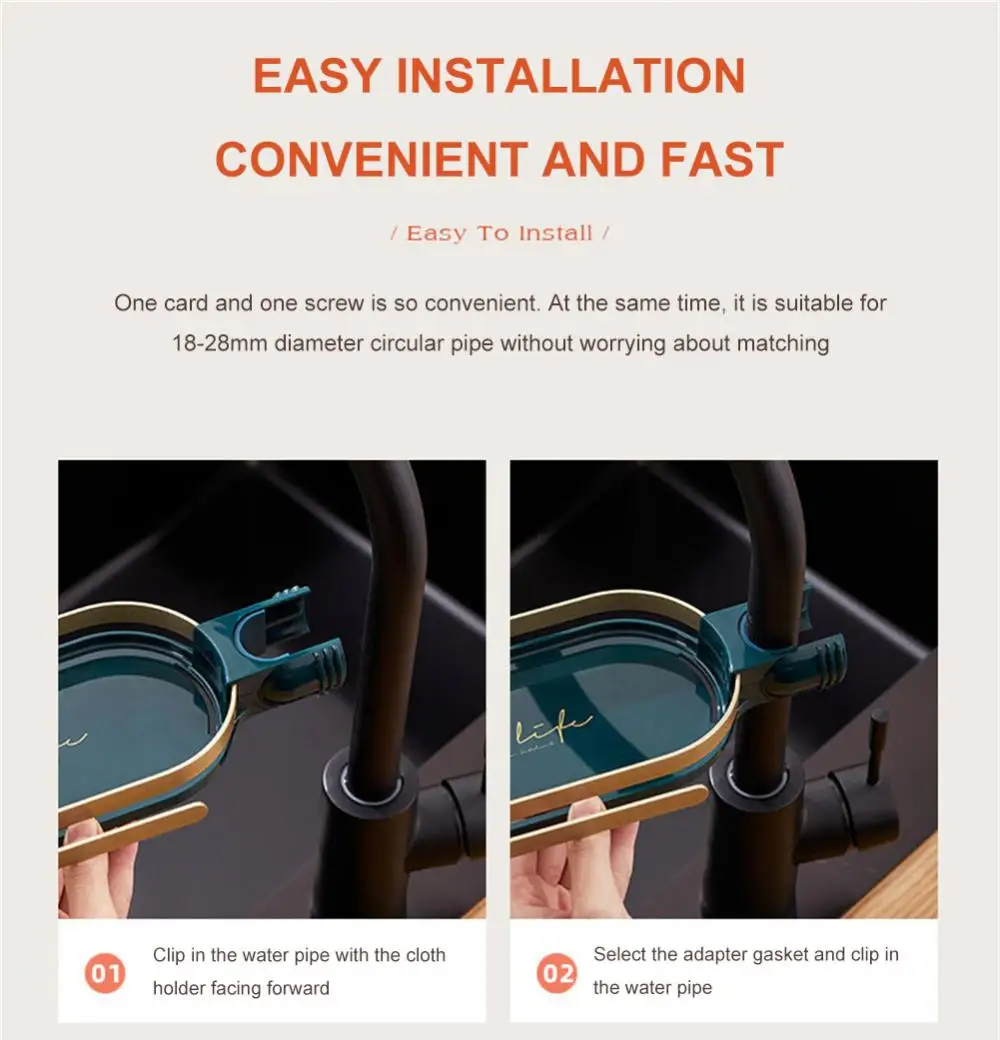 Description Picture 5 of itemKitchen Space Aluminum Sink Drain Rack Sponge Storage Faucet Holder Soap Drainer Shelf Basket Organizer Bathroom Accessories