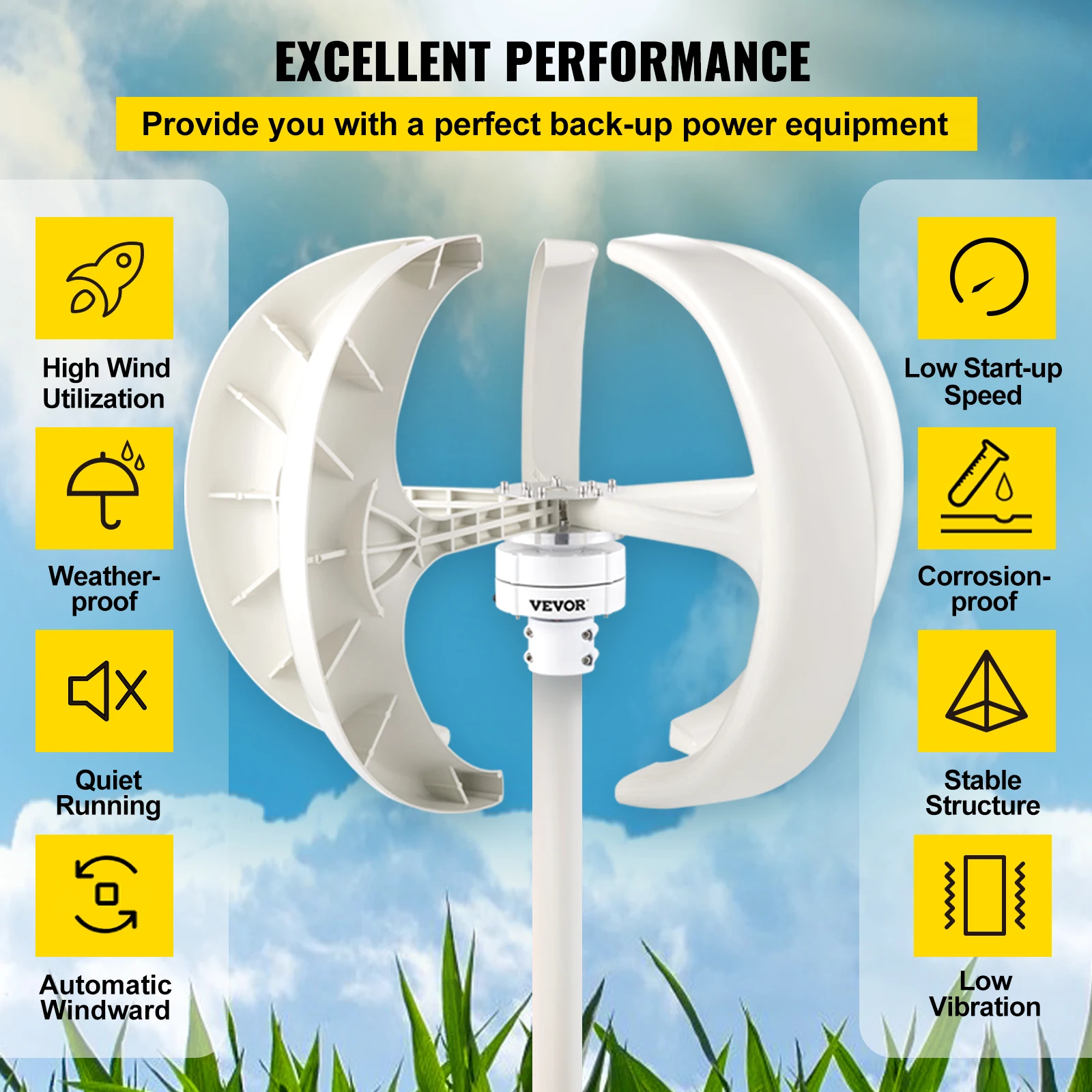 VEVOR Vertical Axis Wind Turbine 12V 100W/400W/600W Alternative Energy  Generator VAWT Small Windmill Free Energy With Controller - AliExpress