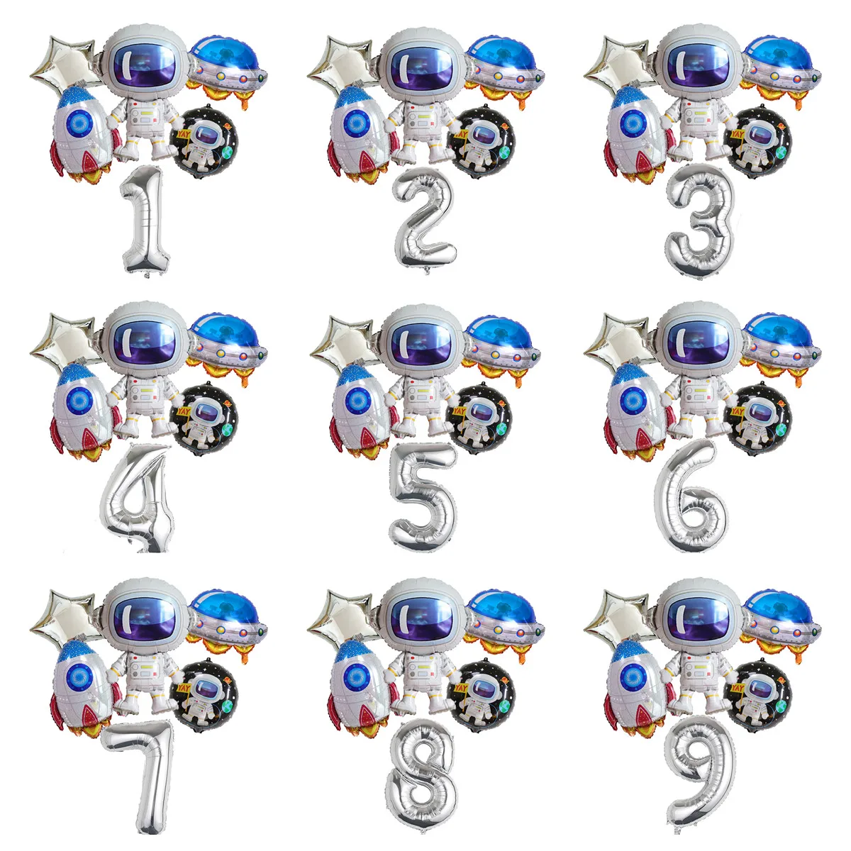

Rocket Astronaut Foil Balloons Universe Out Space Theme 1 2 3 4 5 6 7 8 9 Years Old Kids Boys Birthday Party Decor Baby Shower