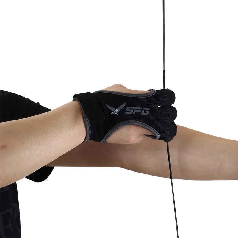 1pc Archery Three-Finger Glove Thickened Fingertip Guard Hunting Shooting Finger Protector Traditional Recurve Bow String Gloves