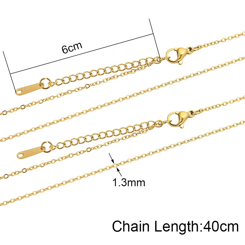 5 Stück Edelstahl-Ketten, Halskette, große Länge 40 cm, goldfarben, dünne Gliederkette, Lot für DIY-Schmuckherstellung, Zubehör – Detail 3