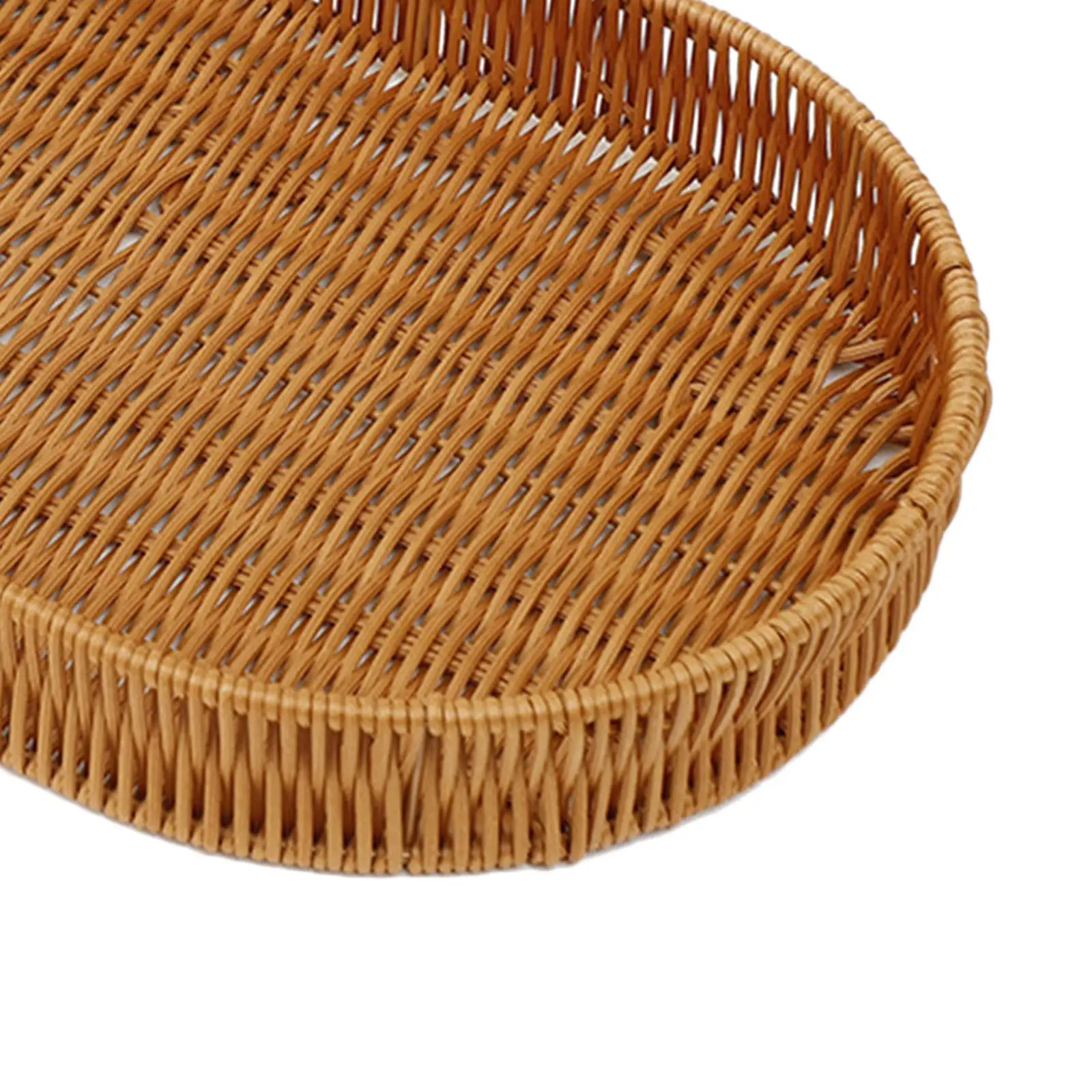 Handwoven Basket Organizer Tray Coffee Table Tray Bread Basket Tray Weaving Storage Holder for Tea Dining Snack Home Fruit