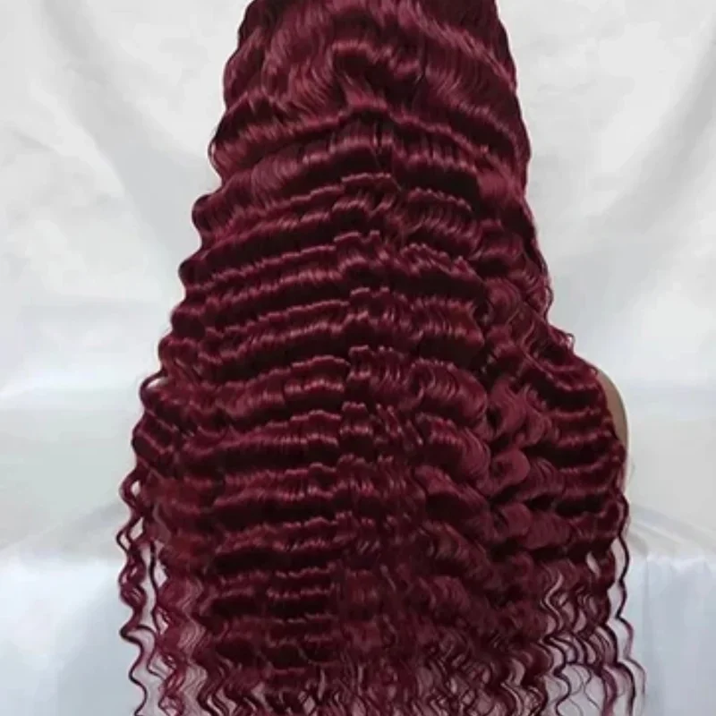 99j Burgundy 13x6 Hd Lace Frontal Human Hair Wigs Curly Wigs Deep Wave 13x4 Transparent Lace Front Wig Closure Wig For Women