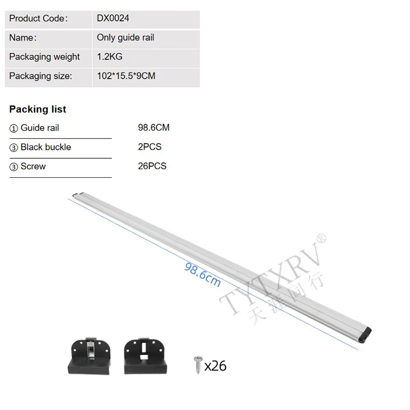 RV Table Leg TYTXRV RV Modification Parts Caravan Trailer Aluminium Alloy Detachable Folding Table Leg Guide Rail