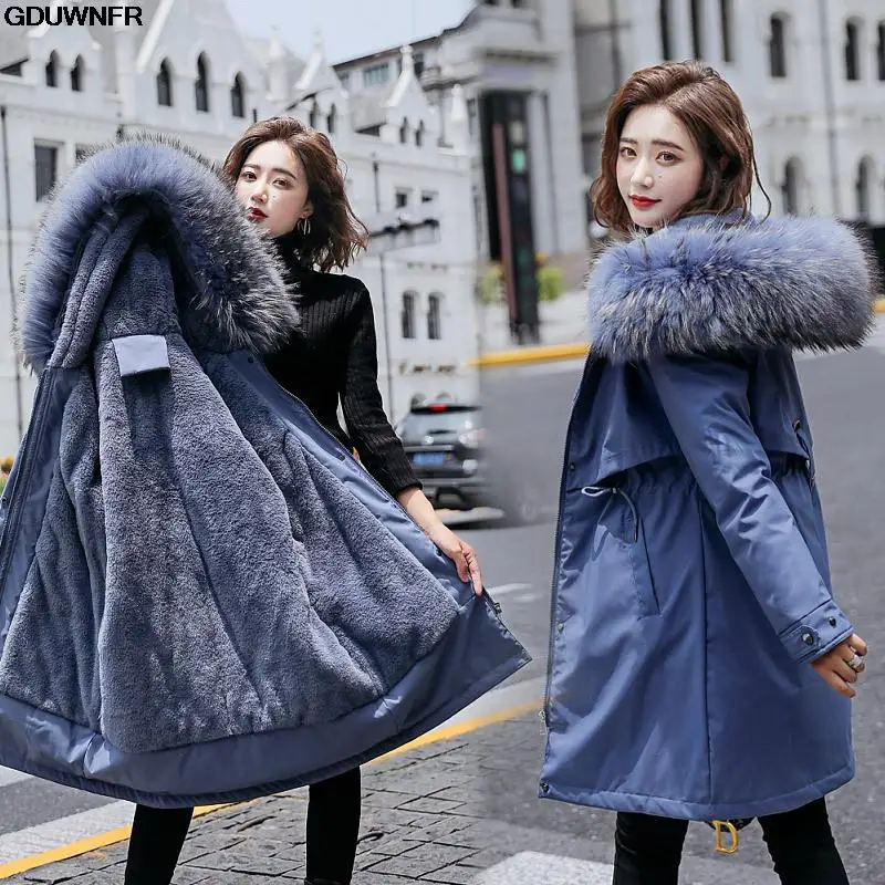 

2023 New Women Outwear Plus Size 6xl Women Winter Jacket Female Big Fur Collar Cotton Coat Korean Loose Plus Velvet Parkas Coat
