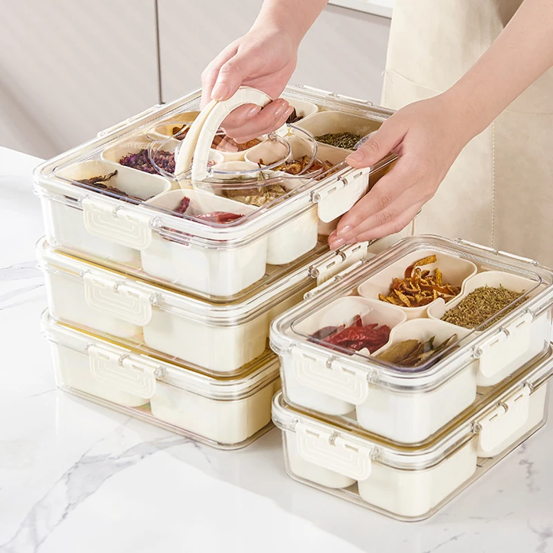 Yesbay Food Storage Box Large Capacity Multi-Compartments Eco-friendly Food  Grade Fresh-keeping Transparent PP Material Fridge Food Container Divided  Serving Tray Home Supplies 